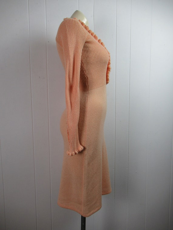 Vintage dress, 1970s dress, sweater dress, pink d… - image 4