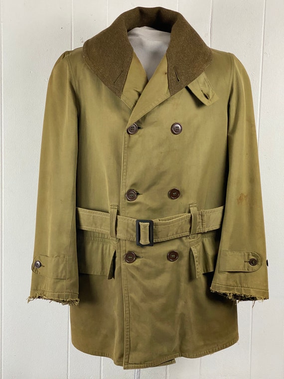 Vintage Coat, Size Medium, WWII Mackinaw Coat, 1940s Double