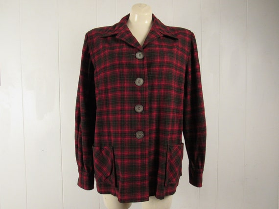 Vintage jacket, L, 1940s jacket, laid wool jacket,