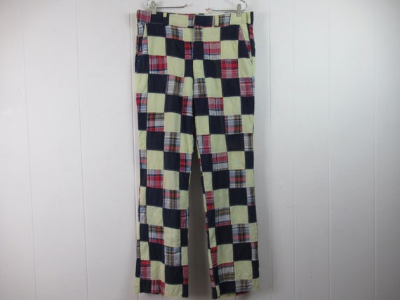 Vintage pants, Madras plaid pants, 1970s pants, p… - image 1