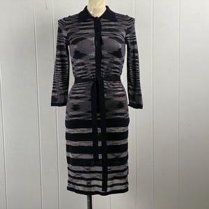 Vintage Missoni dress, size small, Y2K dress, designer dress, striped Missoni dress, shirt dress, rayon knit Missoni, vintage clothing