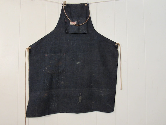 Vintage apron, denim apron, 1960s apron, vintage w