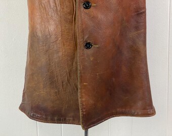 Vintage Vest, Size Small, 1910s Vest, Leather Vest, Jerkin Vest
