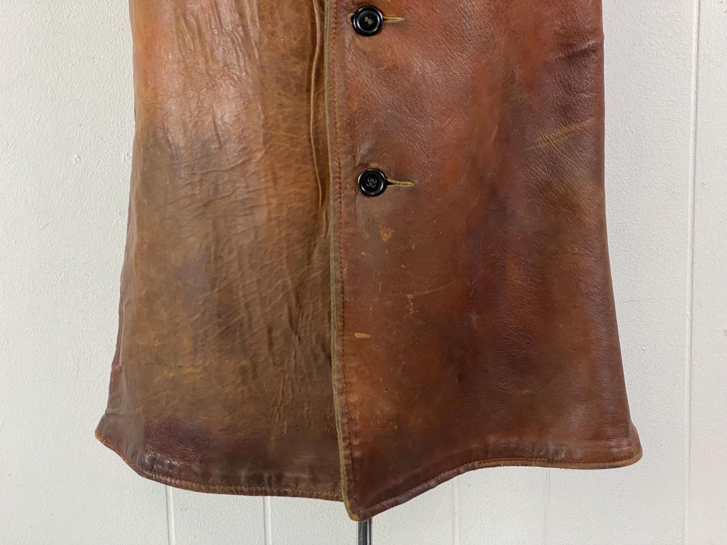 Vintage Vest, Size Small, 1910s Vest, Leather Vest, Jerkin Vest