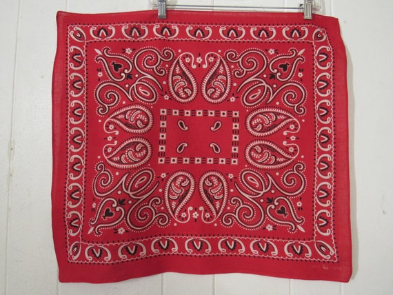 Vintage bandana, Large bandana, red bandana, Eleph