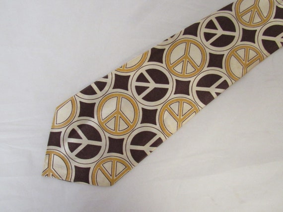 Vintage necktie, vintage tie, peace signs, 1960s … - image 1