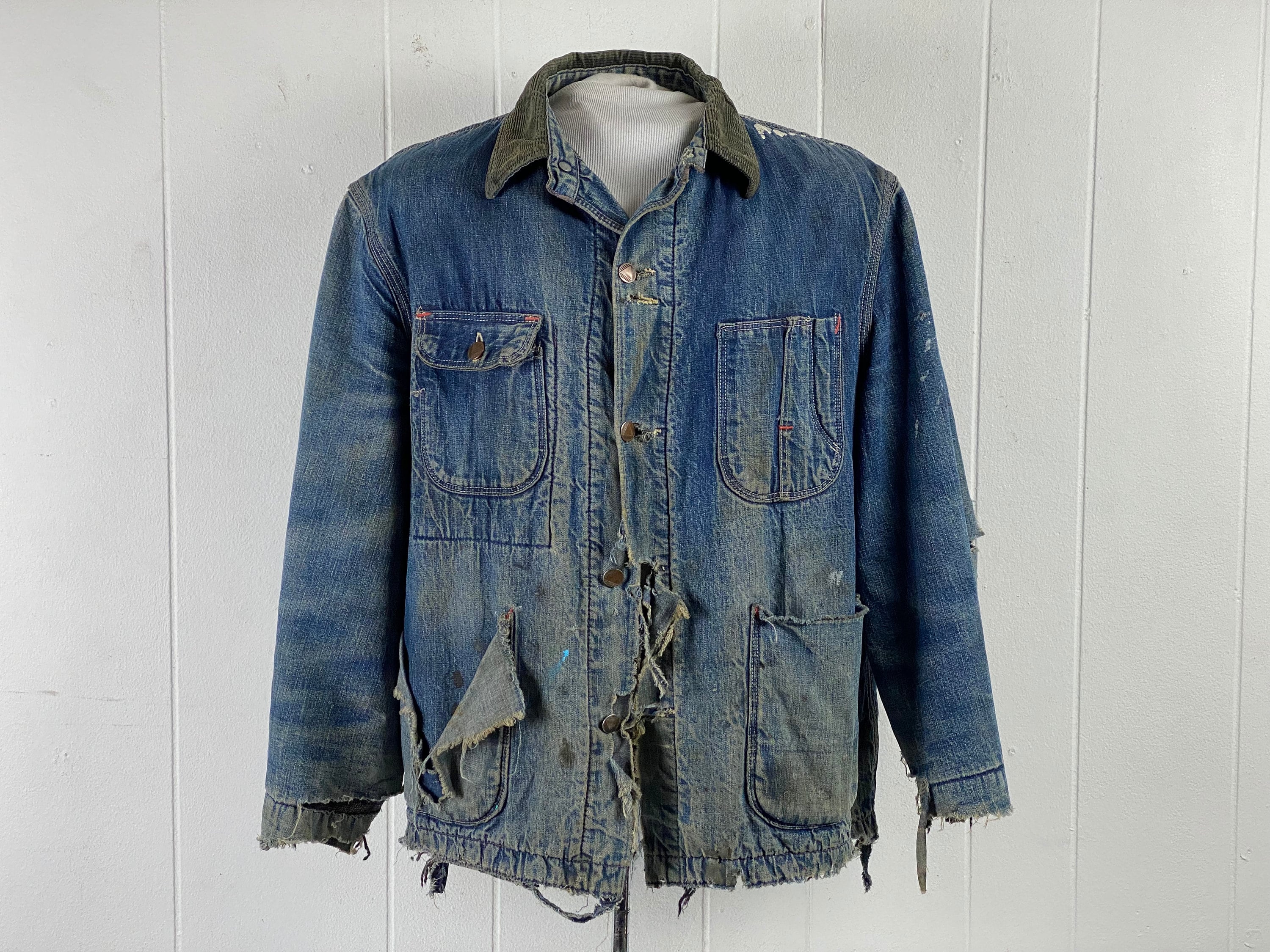 Vintage Work Jacket, Size Large, 1940s Jacket, Denim Jacket, Work Chore Barn Jacket, Vintage Denim, Distressed Workwear, Vintage Clothing - Etsy Vintage Work Jacket, Size Large, 1940s Jacket, Denim Jacket, Work Chore Barn Jacket, Vintage Denim, Distressed Workwear, Vintage Clothing - Etsy