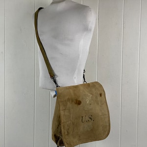 Vintage bag, 1890s bag, shoulder bag, messenger bag, U.S. Army bag, military bag, Musette bag, canvas bag, vintage luggage, military bag