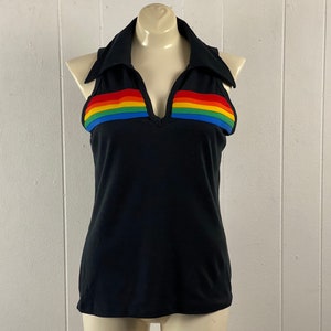Vintage shirt, size medium, rainbow shirt, 1970s blouse, 1970s shirt, Pride shirt, Kmart shirt, Disco shirt, vintage clothing