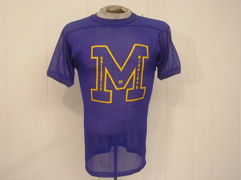 Vintage t shirt, 1970s t shirt, U of M t-shirt, Michigan t shirt, mesh t shirt, vintage clothing, medium image 1