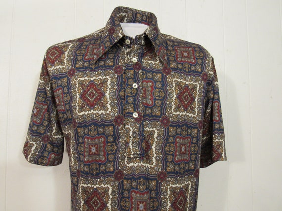 Vintage shirt, short sleeve shirt, hippy shirt, p… - image 2