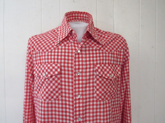 Vintage shirt, 1970s shirt, cowboy shirt, picnic … - image 2
