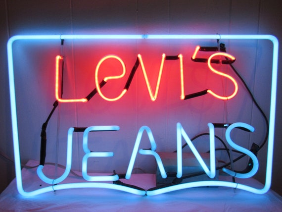 Vintage Levi's sign, neon Levi's sign, 1970s neon… - image 1