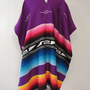 Vintage poncho, Mexican poncho, Serape Saltillo, Mexican textile, vintage blanket poncho, vintage clothing, size large image 2