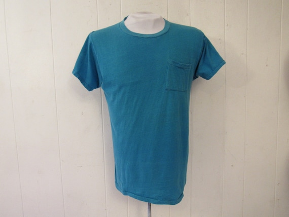 Vintage t shirt, pocket t shirt, 1960s t shirt, bl