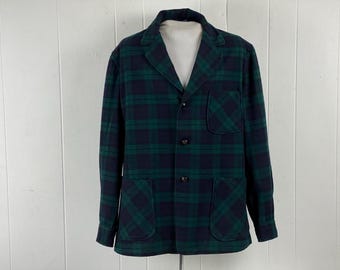 Chaqueta vintage, talla grande, chaqueta Pendleton, chaqueta a cuadros, chaqueta de los años 70, chaqueta a cuadros azul y verde, chaqueta de lana, ropa vintage