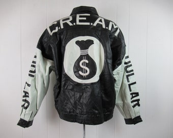 Vintage jacket, 1990s jacket, Wu-Tang Clan jacket, C.R.E.A.M. jacket, soft leather, hip hop jacket, Dollar, vintage clothing, size XXL