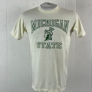 Vintage t shirt, size large, Michigan State t shirt, MSU t shirt, Michigan State Trojans t shirt, college t shirt, vintage clothing