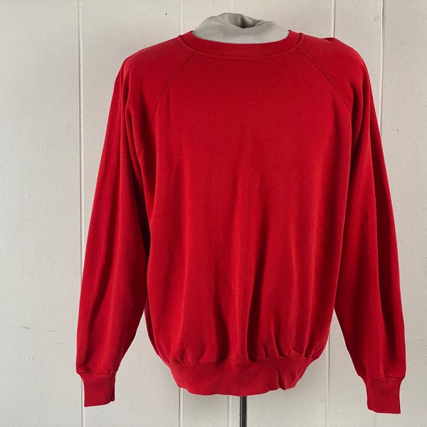 Vintage sweatshirt, size large, 1980s sweatshirt, plain sweatshirt, red sweatshirt, Made in U. S. A., vintage clothing