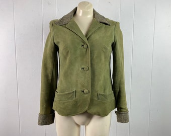 Vintage jacket, 1960s jacket, suede leather jacket, green suede jacket, Mod jacket, green jacket, vintage clothing, size medium