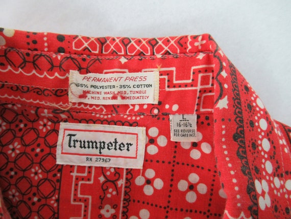 Vintage shirt, 1960s shirt, bandana shirt, cowboy shirt, western shirt, vintage clothing, size large View 6