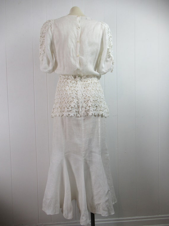 Vintage dress, white dress, linen dress, lace dre… - image 5