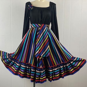 Vintage dress, size medium, Lucie Ann dress, rainbow dress, designer dress, 1970s dress, candy stripe dress, Mod dress, vintage clothing