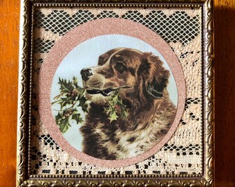 Small Christmas vintage dog picture ref 181