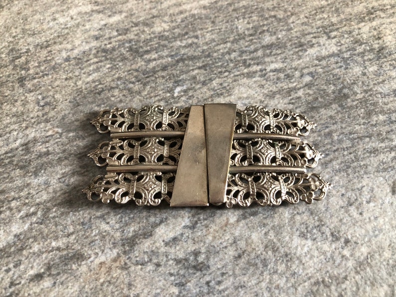 gift for her Antique belt buckle silver metal buckle wedding gift