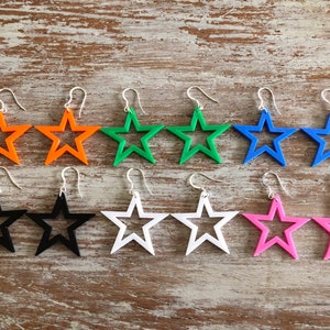 Star earrings, large star drop earrings, bright fun earrings