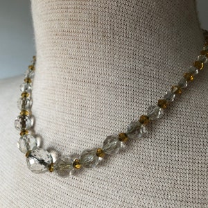 vintage années 1930 collier de perles de verre jaune et clair