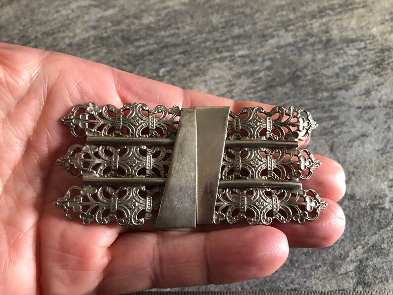 gift for her Antique belt buckle silver metal buckle wedding gift