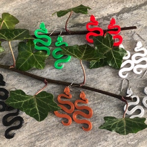 Snake Earrings, Serpent Earrings, 3D printed novelty earrings