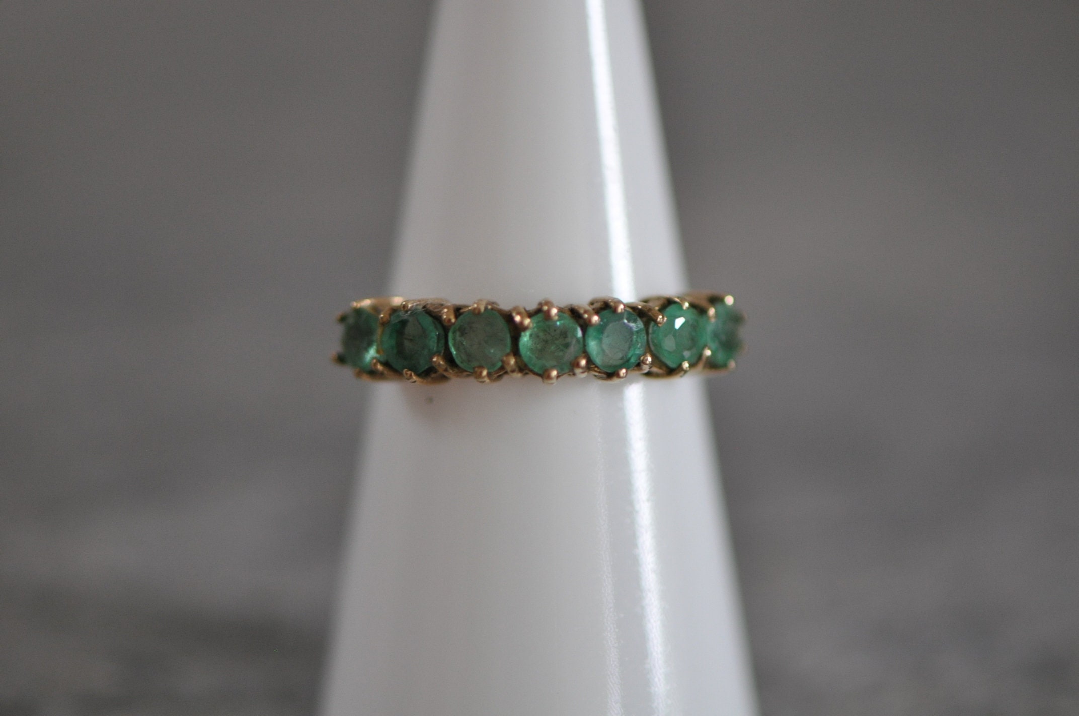9ct gold emerald ring seven stone emerald ring half-eternity | Etsy