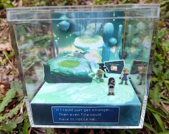 DIY Final Fantasy VII 7 Clear Cube Diorama Lifestream Tifa Lockhart Cloud Strife Clouds subconscious Shadow Box Crafting Do It Yourself Kit