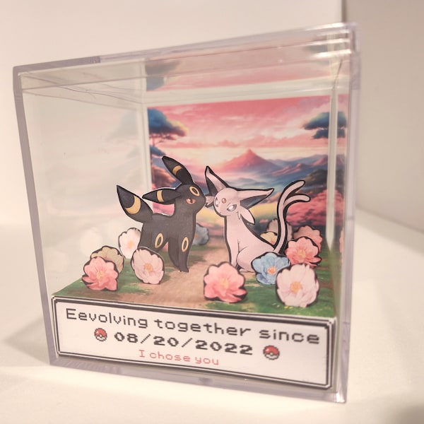 DIY Custom Date Cube Pokemon Choose Your Eeveelution Anniversary Valentines Day Gift Wedding Marriage 3D Display Diorama Do It Yourself