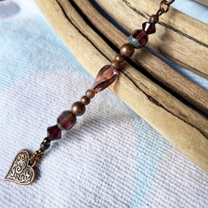 Antique Copper Scrolled Heart Purse Charm (2)