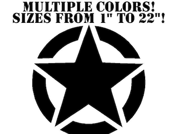 Army Star Decal Military Vinyl Sticker Multiple Sizes and Colors FREE USA SHIPPING Black Out fuel door cooler window hood