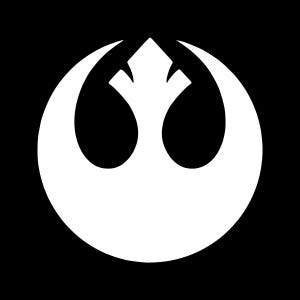 May include: White emblem on a black background. The emblem is a stylized symbol with a circular shape and a central, vertical element. The design is symmetrical and bold, with clean lines and a minimalist aesthetic.
