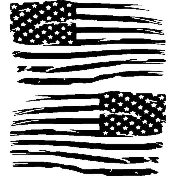 Distressed American Flag Vinyl Decal Set US Weathered Left Right Tattered Patriotic Sticker USA Tactical Military Multiple Sizes