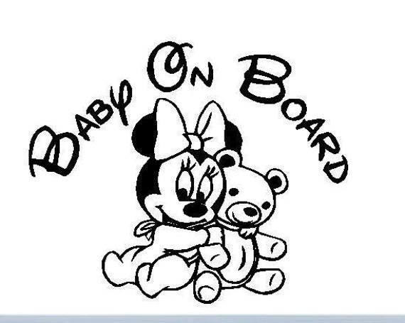 Download Baby on Board Minnie Mouse Baby Decal car truck window ...
