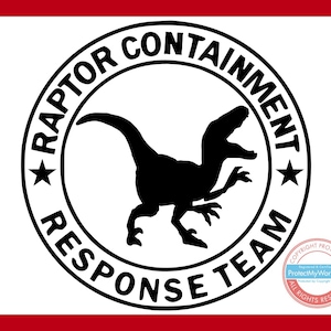 Raptor inperking vinyl decal respons team sticker biohazard Velociraptor dinosaurus motorkap vrachtwagen deur raam koeler laptop beker versie 3