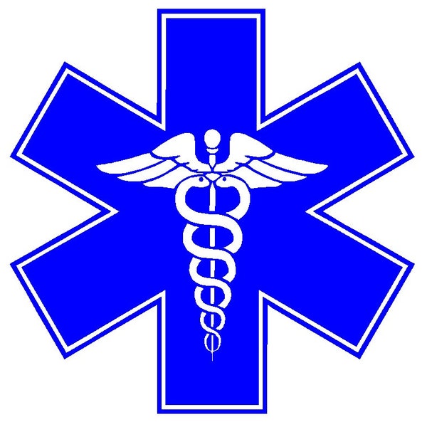 Star of Life Caduceus Symbol Vinyl Decal Sticker Medical EMT Medical Doctor Paramedic First Responder