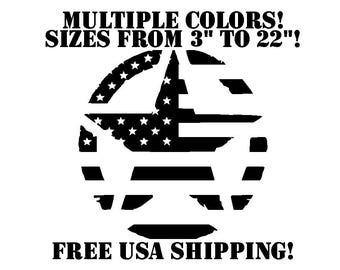 Army Star Decal Patriotic Flag Vinyl American Distressed Military Sticker Multiple Sizes Windows Ice Chest Tumbler Laptop Hood Door Cooler