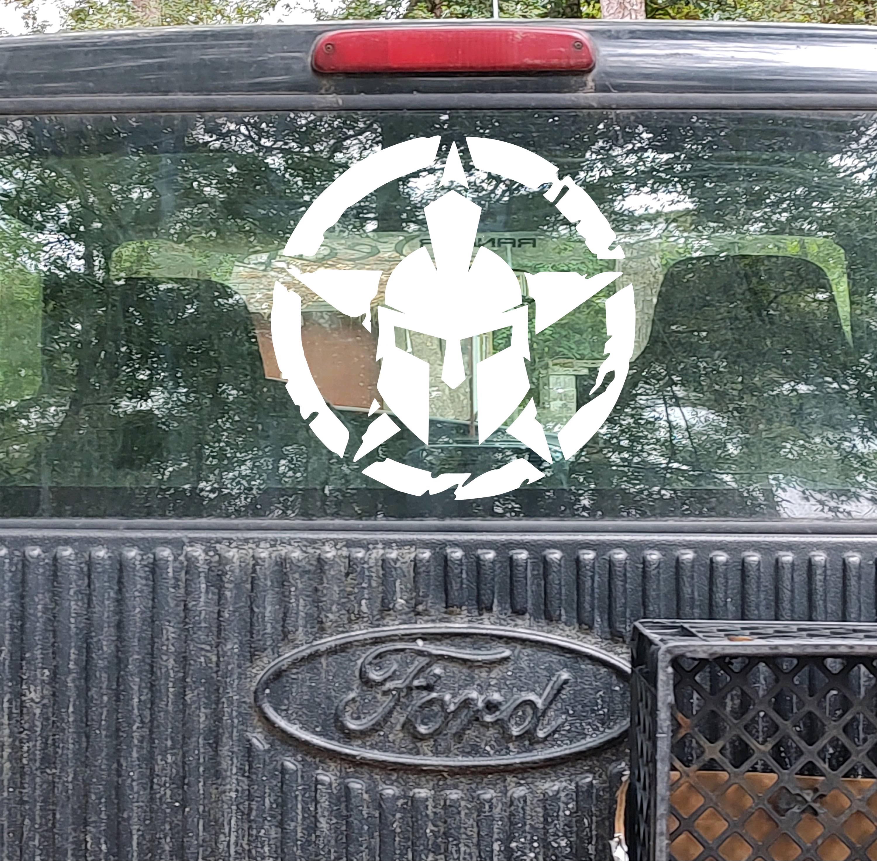 Distressed Gladiator Spartan Helmet Army Star Decal, Vinyl Military ...