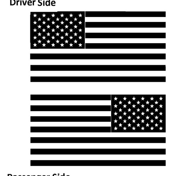 American Flags Decal Pair of LEFT RIGHT Vinyl Sticker USA Tactical Military Black Out Multiple Sizes cj tj jk yj xj