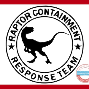 Raptor inperking vinyl decal response team sticker biohazard Velociraptor dinosaurus motorkap vrachtwagen deur raam koeler laptop beker versie 2