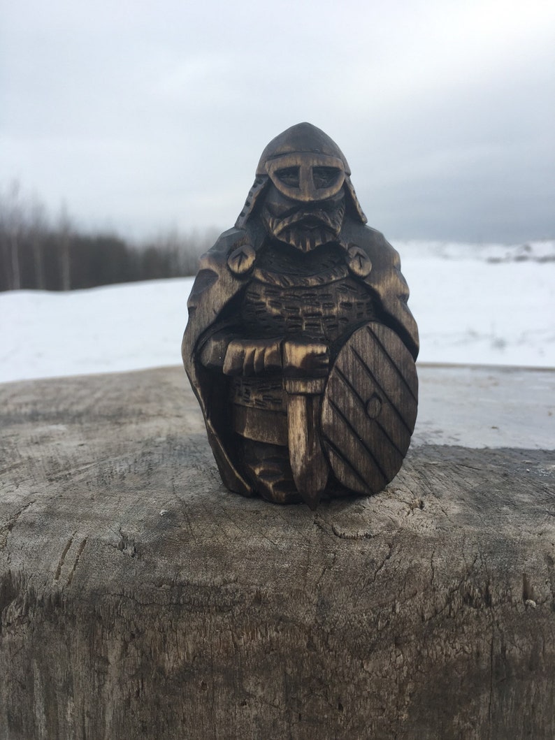 The Wood Figure of Viking Carved Statue Etsy