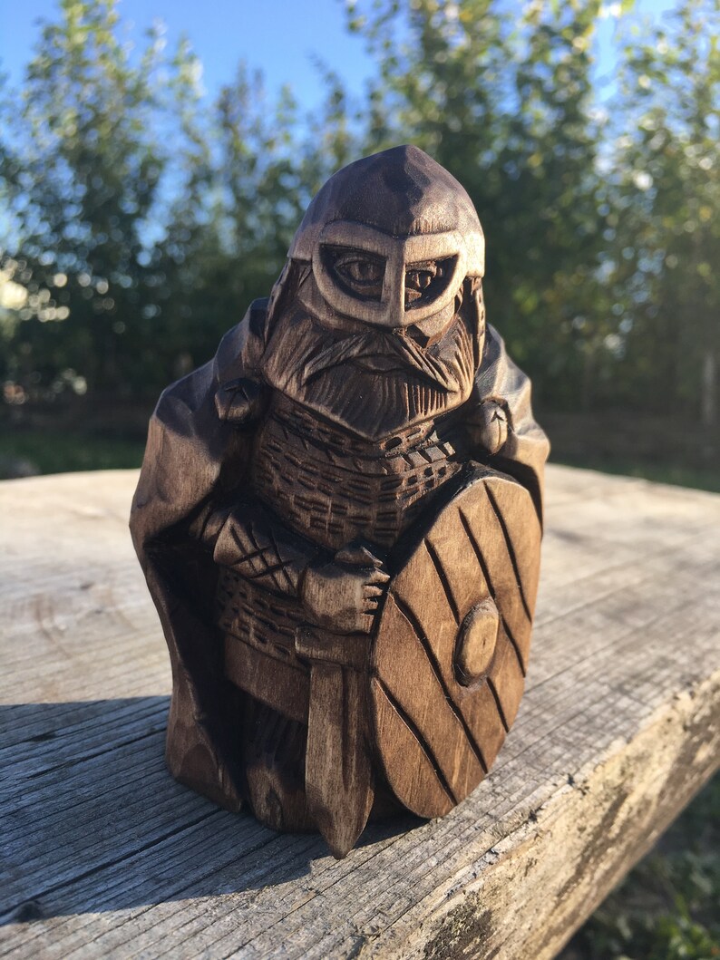 The Wood Figure of Viking Carved Statue | Etsy