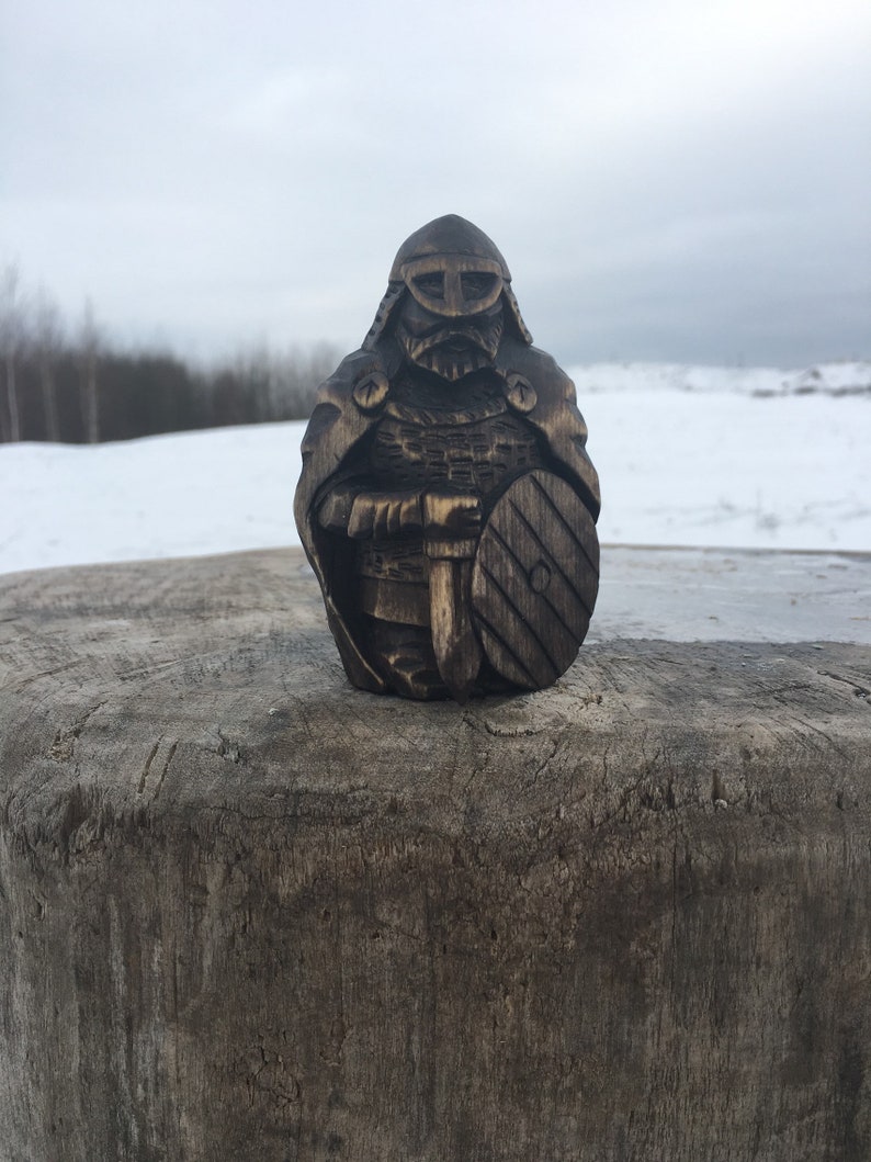 The Wood Figure of Viking Carved Statue Etsy